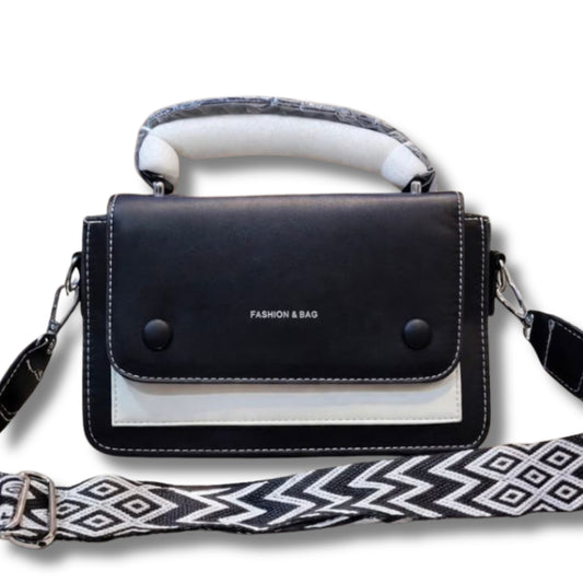 Trendy Color Block Satchel Bags for Women | Top Handle Crossbody Purse with Wide Aztec Strap