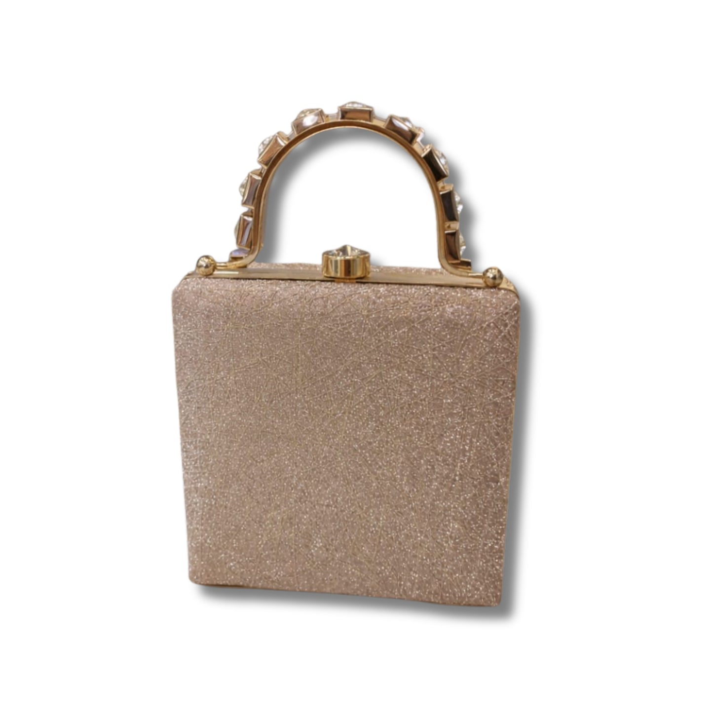 Glitter Evening Box Clutch Bags for Women | Crystal Top Handle Party Purses with Jeweled Frame | Luxury Wedding & Bridal Handbags