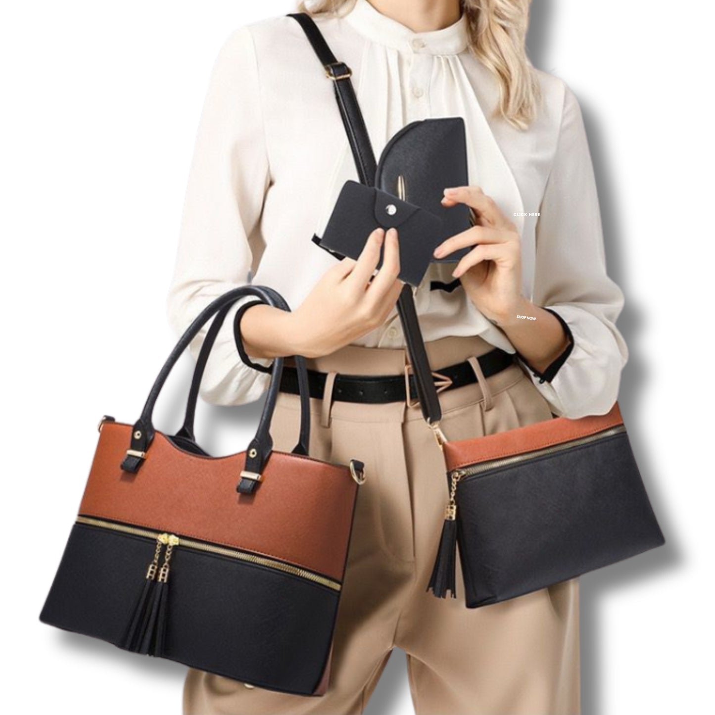 Stylish 4-Piece Handbag Sets for Women | Elegant Leather Tote Bags with Matching Accessories