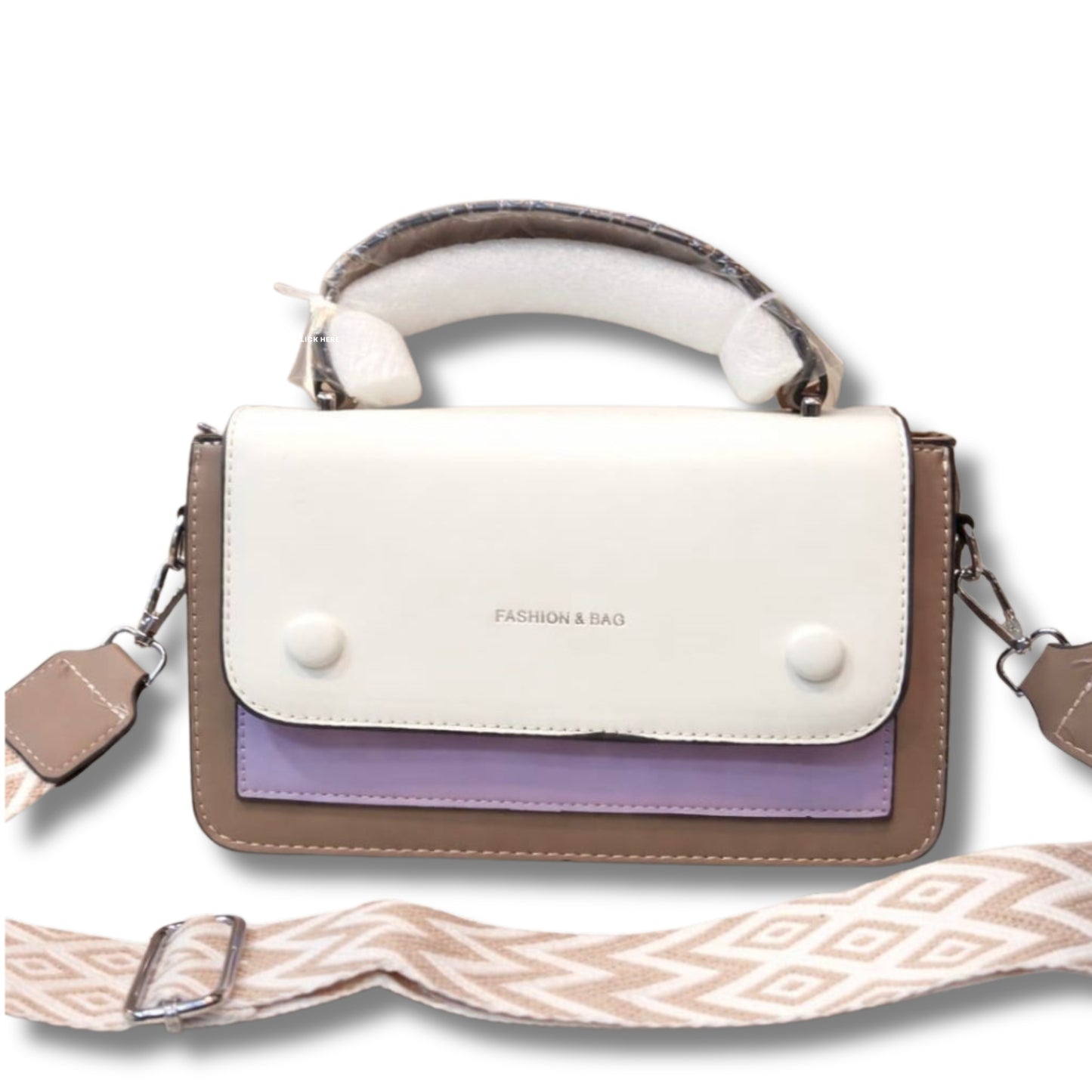 Trendy Color Block Satchel Bags for Women | Top Handle Crossbody Purse with Wide Aztec Strap
