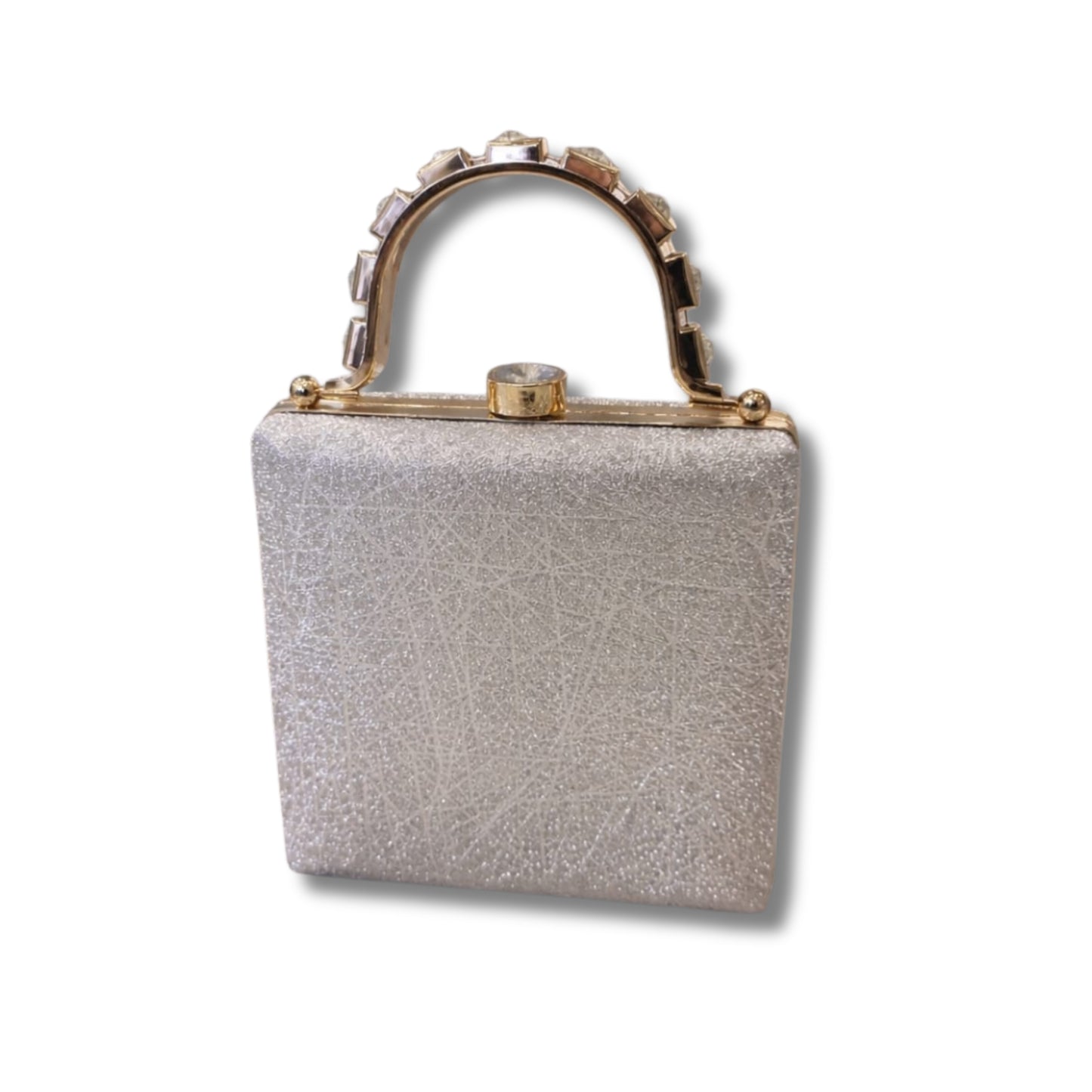Glitter Evening Box Clutch Bags for Women | Crystal Top Handle Party Purses with Jeweled Frame | Luxury Wedding & Bridal Handbags