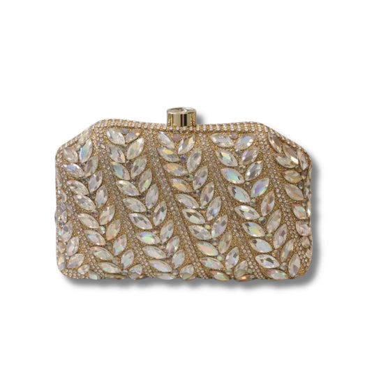 Elegant Gold Crystal Clutch for Evening Wear