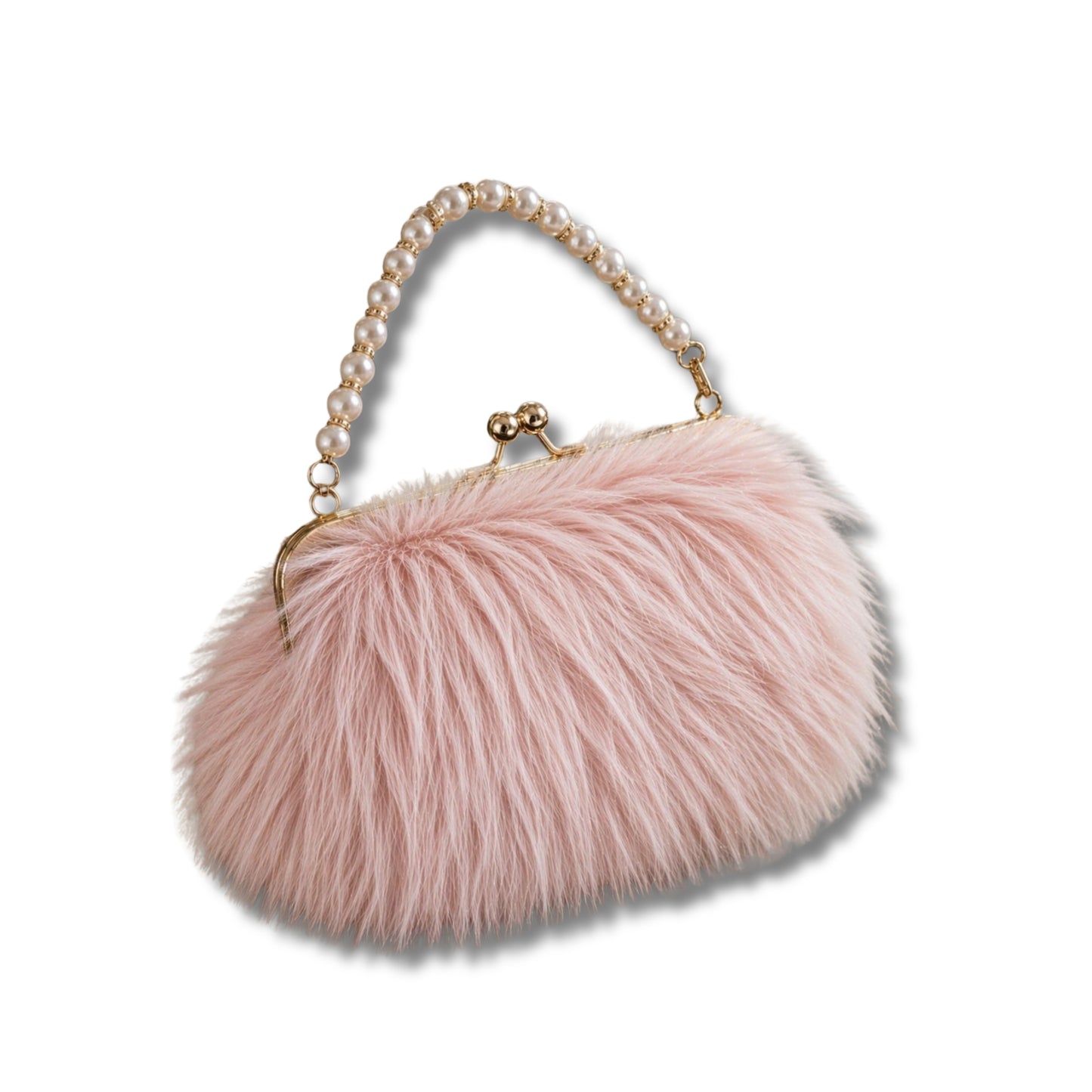 Luxury Faux Fur Pearl Handle Clutch Pouches | Evening Kiss Lock Purses in | Elegant Party Handbags for Women